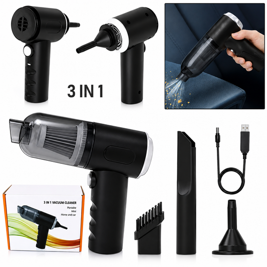 7394 3 In 1 Car Mini Vacuum Cleaner With Blower Wireless Portable Rechargeable Handheld High Power Suction Vacuum Cleaning Machine For Home Car Computer Keyboard Cordless Air Blowing Dusting