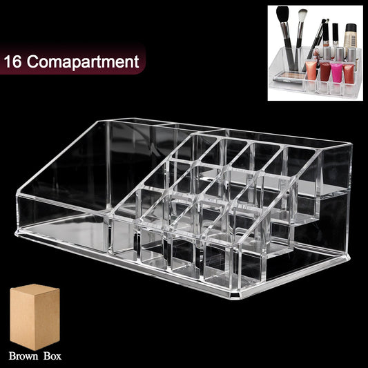 6282 16 Compartment Cosmetic Makeup Jewellery Lipstick Storage Organiser Box Cosmetic Storage Box Make-up Lipstick Organizer  Lipstick Holder Case  Transparent