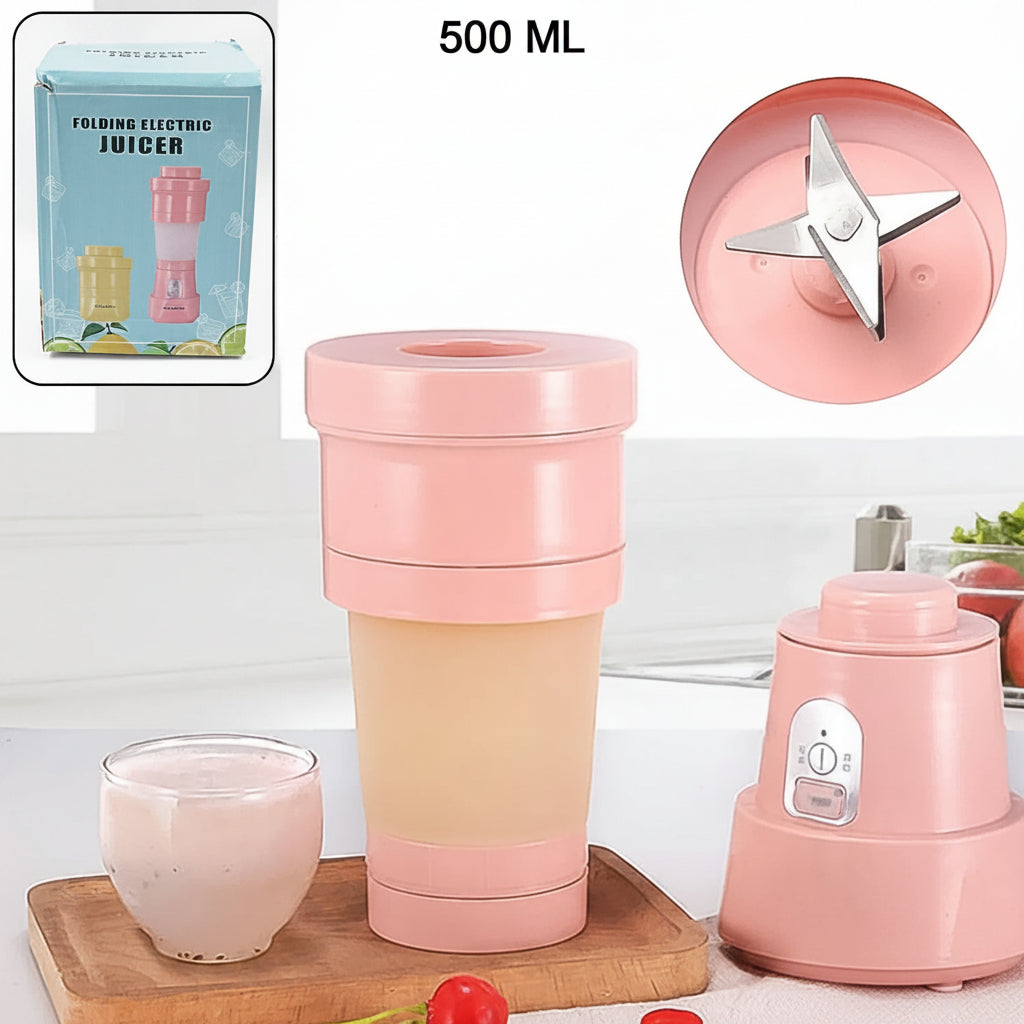 Foldable Electric Juicer Portable Blender Stainless Steel 6 Blades (500 Ml)