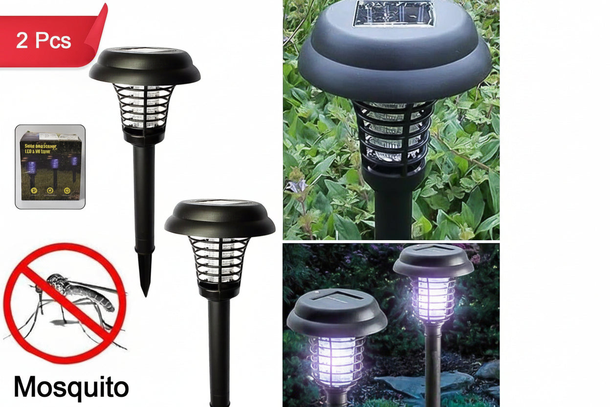 Garden Lighting Uv Led Solar Powered Led Mosquito Trap  Bug Zapper  (2 Pc)