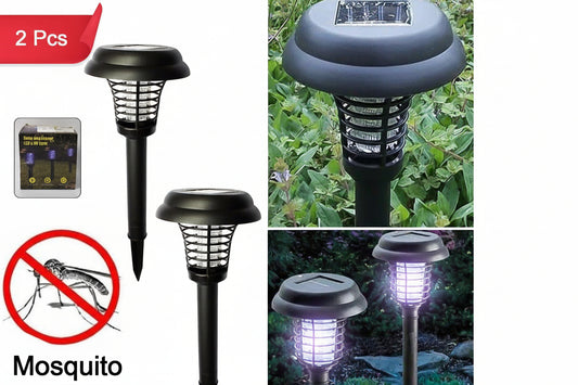 Garden Lighting Uv Led Solar Powered Led Mosquito Trap  Bug Zapper  (2 Pc)