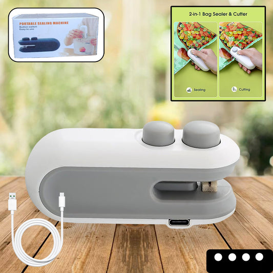 17865 Mini Bag Sealer 2 In 1 Seal  Cutter Heat Sealers Type-c Usb Charging Portable Bag Reseller Handle Food Sealer Sealing Machine For Food Storage Plastic Bags Snacks Keep Food Fresh