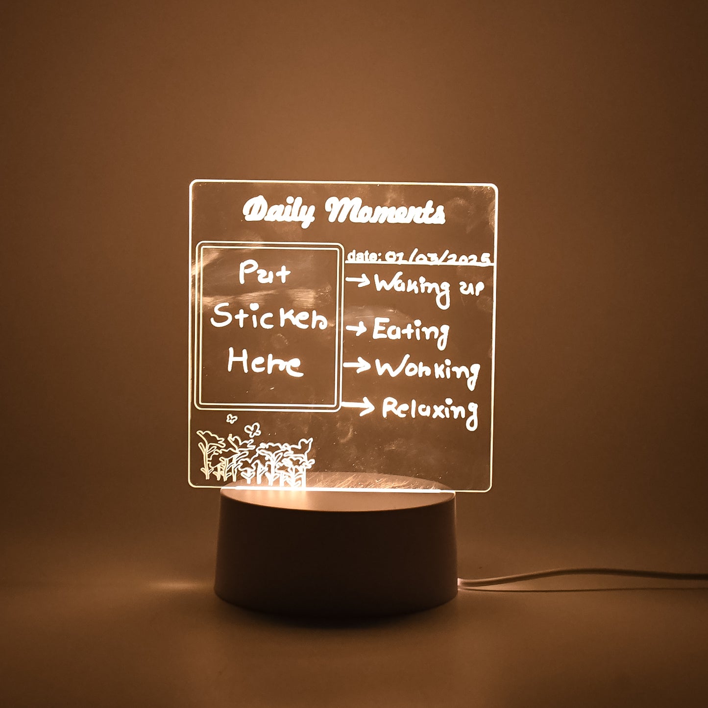 12939 Creative Visualization Lamp 3 Dacrylic Decorative Lamp For Creative Keeps Notes Drawing Table Lamp For Home Decor  Bedroom  Gift  Office Decoration  Erasable Board (Heart-shape  1 Pc)